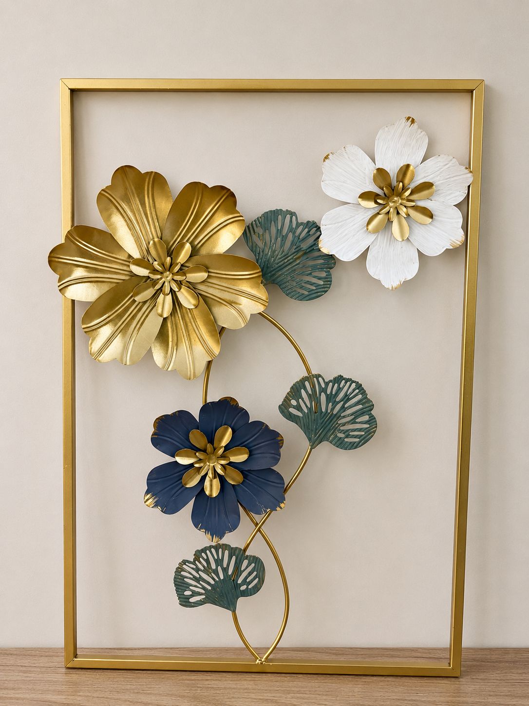 Luxury Golden Floral Metal Wall Frame Art