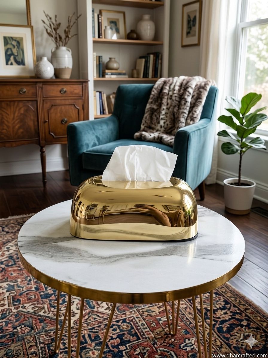 Luxury Gold Capsule Tissue Box Holder – Modern Home Decor